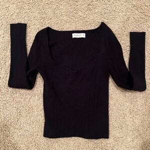 Abercrombie & Fitch Black Ribbed Knit Top
